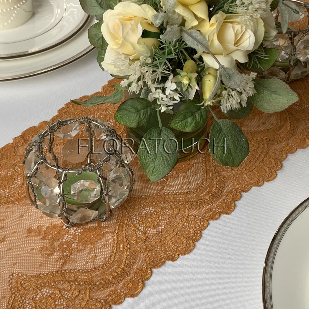 Rust Fancy Table Runner Copper Rust Lace Table Runner Wedding Table Runner - Etsy