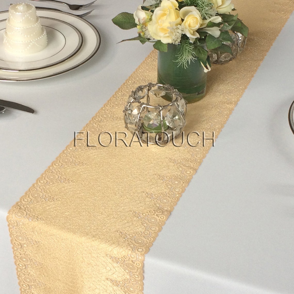 Gold Lace Table Runner Wedding Table Runner 7.75 wide Etsy