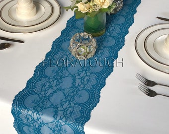 Peacock Teal Lace Table Runner Wedding Table Runner LP12