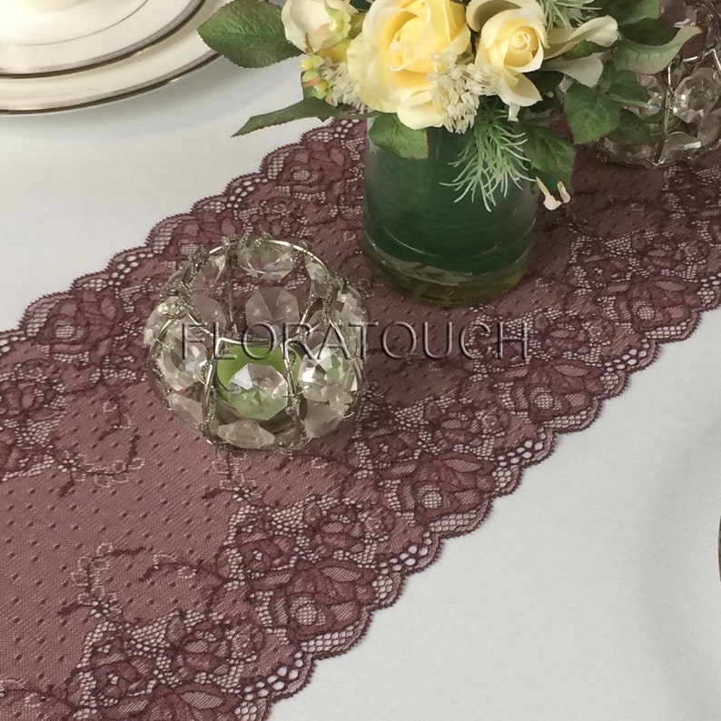 Dark Burgundy Lace Table Runner Wedding Table Runner Lburg05 Etsy