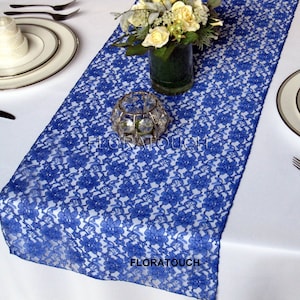 Royal blue Lace Wedding Table Runner
