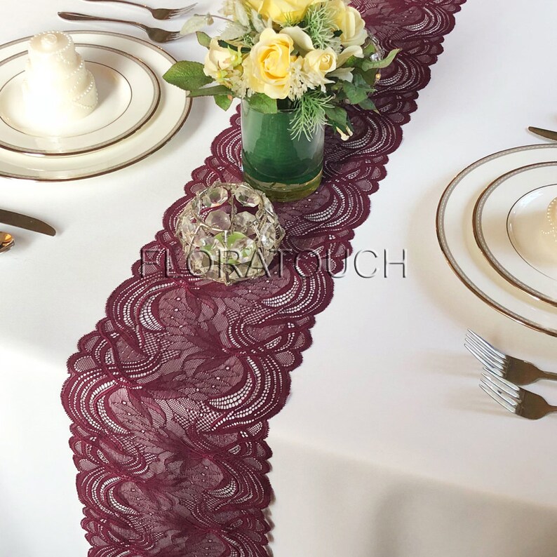 Burgundy Lace Table Runner Wedding Table Runner Lburg06 Etsy