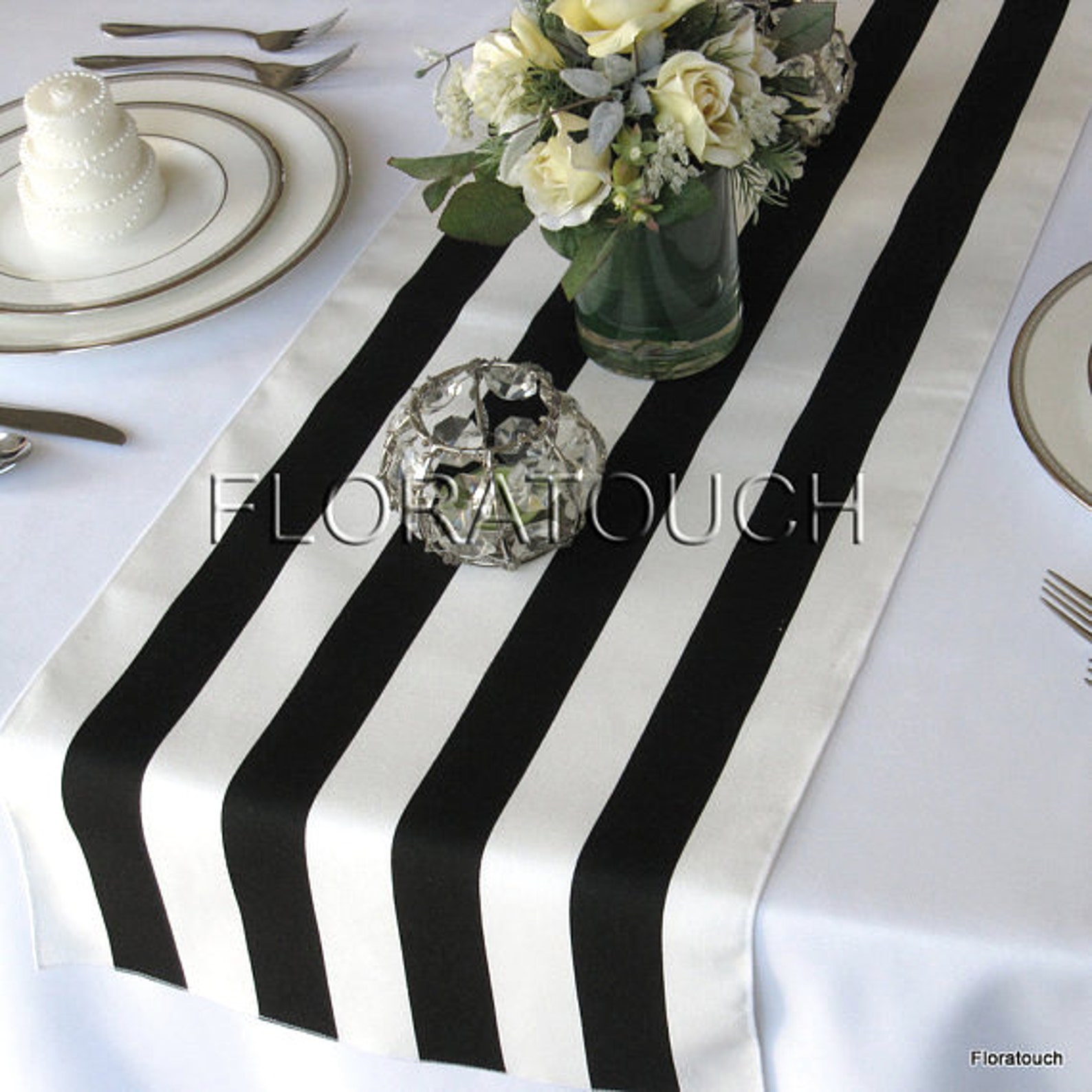 Black and White Striped Table Runner Wedding Table Runner With Etsy