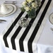 Black and White Striped Table Runner Wedding Table Runner with white stripes on the borders 13in wide
