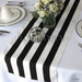 Black and White Striped Table Runner Wedding Table Runner with white stripes on the borders 13in wide 