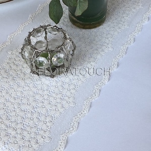 Ivory Floral Lace Table Runner Wedding Table Runner 9.25" Wide ...