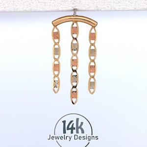 Cadena de oro de 14k con incrustaciones de metal mixto, hélice oculta/hélice vertical y corte de estrella tricolor.