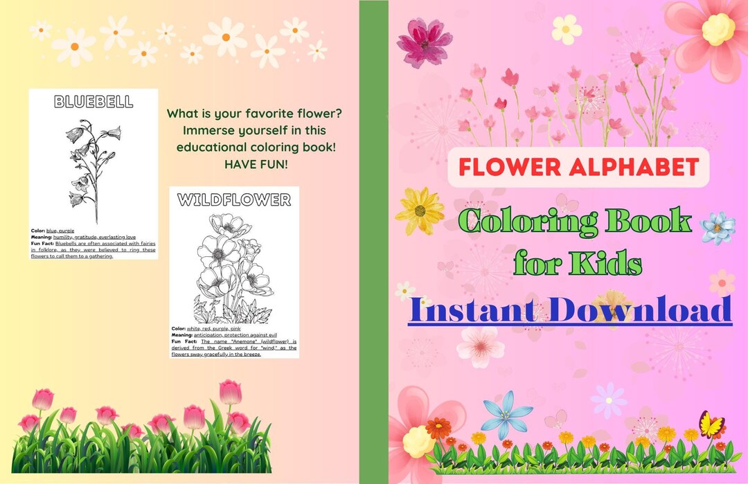 ABC Flower Coloring Book for Kids, Fun and Educational Flower Coloring