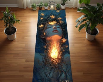 Floral yogamat voor vrouwen: lange antislip rubberen pilates-meditatiemat