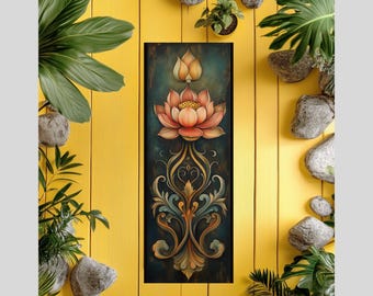 Yogamat lotusbloem: rubberen fitnessmat met draagriem