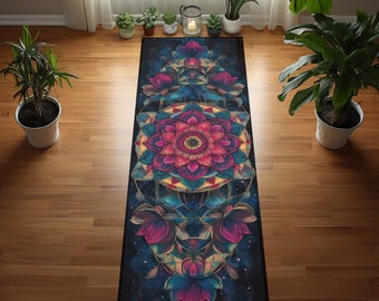 Yogamat lotusbloem mandala: antisliprubber, meditatiepilates