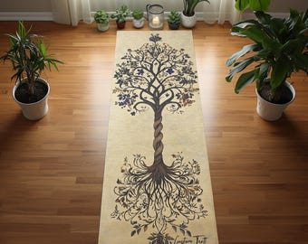 Tree of Life-yogamat: lang antisliprubber, meditatiepilates