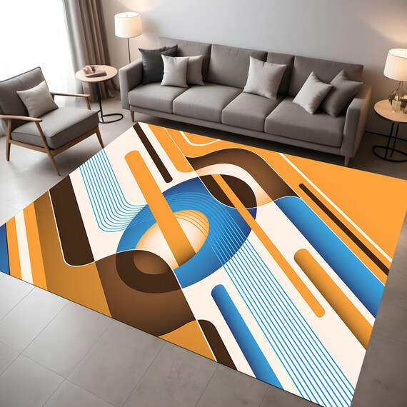 Abstract Color Block Rug: Modern Art Polyester Mat