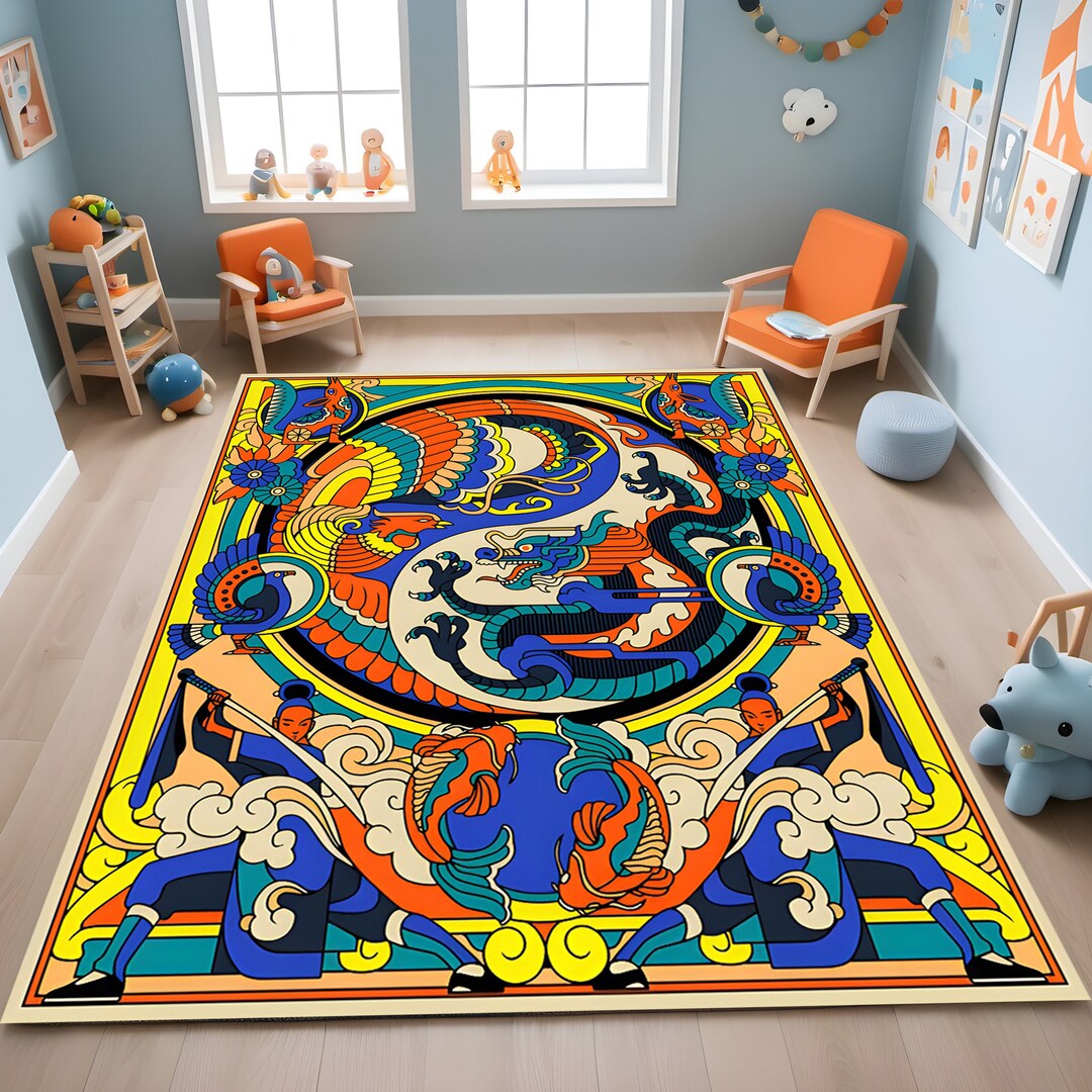 Epic Rug Dragon Rug,mythical Creature Rug,asian Theme Rug,mythology Decor,epic ...
