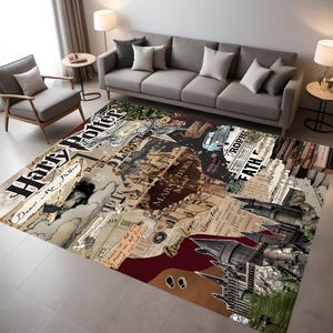 Marauder's Map Teppich, Teppich mit Karte, Marauder Teppich, Geschenk für Fans, Raumteppich, Wohnzimmerteppich, Einrichtungsdeko,Teppich für Wohnzimmer