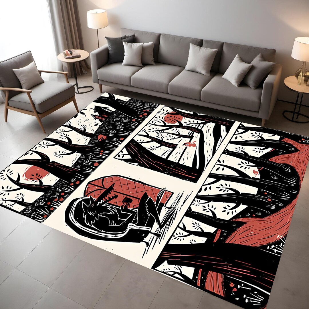 Dark Forest Rug,red Hood Carpet,storytelling Art Rug,fairy Tale Carpet ...