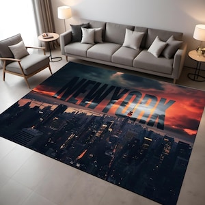 New York City Rug,NYC Decor,Empire State Rug,Manhattan Carpet,New York Decor,Living Room Rug,Modern Home Decor,Kitchen Rug,Kids Room Rug