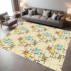 Mid-Century Modern Rug: Colorful Atomic Decor