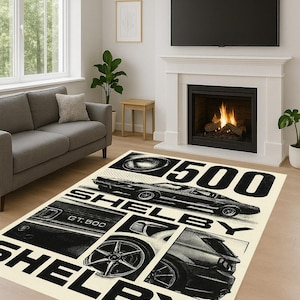 Shelby GT500 Rug,Mustang Decor,Car Lover Gift,Muscle Car Rug,Man Cave Rug,Car Room,Living Room Rug,Home Decor,Kitchen Rug,Kids Room Rug