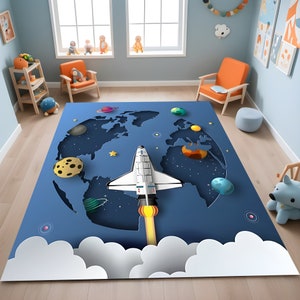 Space Rug,Astronaut Rug,Planet Design,Rocket Carpet,Space Rug,Galaxy Rug,Kids Room Rug,Child Gift,Cute Home Decor,Custom Rug,Gift Idea