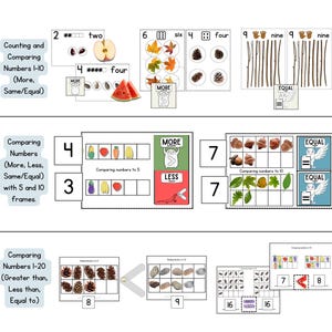 Counting, Comparing Ten Frame Numbers 1-20 BUNDLE | Nature-based Math ...