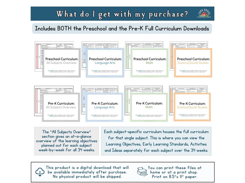 Preschool, Pre-k, and Kindergarten Curriculum BUNDLE | Year-long ...