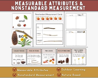 Measurable Attributes Math BUNDLE | Nonstandard Measurement | Nature-Based Math | Outdoor Learning Activities | Common Core | Homeschool