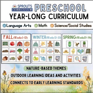 Preschool Curriculum | Year-Long | Nature-Based Outdoor Learning | Hands-on | Reading, Math, Science, S.S. | Homeschool, Daycare, Montessori