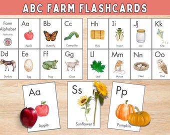 Alphabet ABC Flashcards | Farm Theme | Letter Recognition | Orton Gillingham Phonics | Homeschool Printables | Nature-Based Outdoor Learning