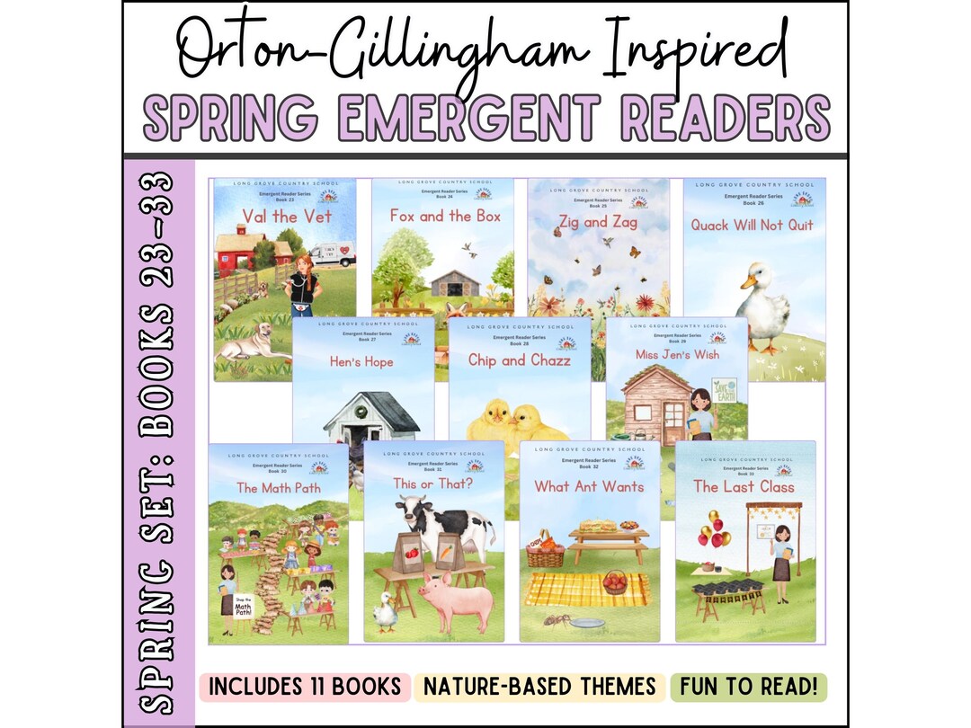 Spring Theme Emergent Reader Book Set | Orton Gillingham Phonics | High ...
