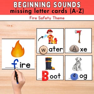 Tarjetas con letras faltantes / Sonidos iniciales / Vocabulario de la Semana de la seguridad contra incendios / Fonética de Orton Gillingham / Habilidades de lectura básicas comunes / Basado en la naturaleza