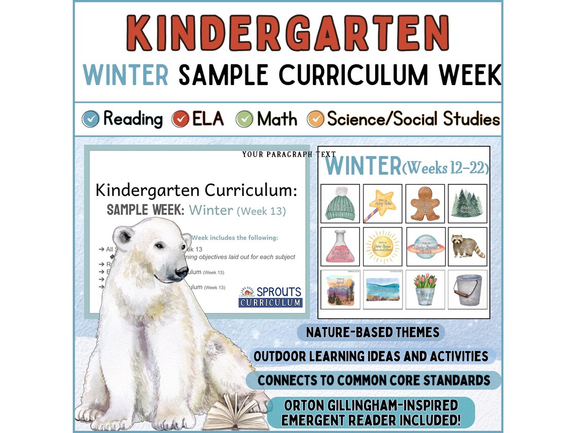 Kindergarten Curriculum Winter Sample Week | Nature-based Outdoor ...