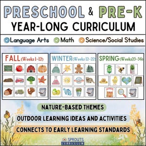 Preschool and Pre-K Curriculum Bundle | Year-Long | Nature-Based Outdoor Learning | Hands-on Reading, Math, Science | Homeschool, Montessori
