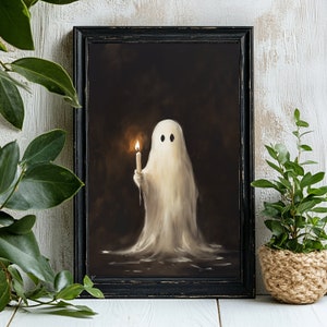 Geist hält Kerze, Vintage Poster, Kunst Poster Druck, Dark Academia, Haunting Ghost, Halloween Decor