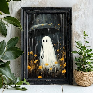 Ghost In The Rain, Vintage Poster, Art Poster Print, Dark Academia, Haunting Ghost, Halloween Decor