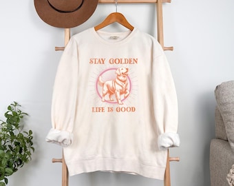 Comfort Colors® Retro Golden Retriever Dog Sweatshirt, Funny Dog Sweatshirt, Cute Sweatshirt, Animal Sweatshirt, Dog Lover Sweatshirt