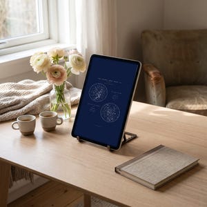Sternenkarte „Zwei Himmel“ zum digitalen Download | Personalisiertes Jubiläumsgeschenk: Die Nacht, in der wir uns kennenlernten & Die Nacht, in der wir heirateten – zwei Dates, eine Karte