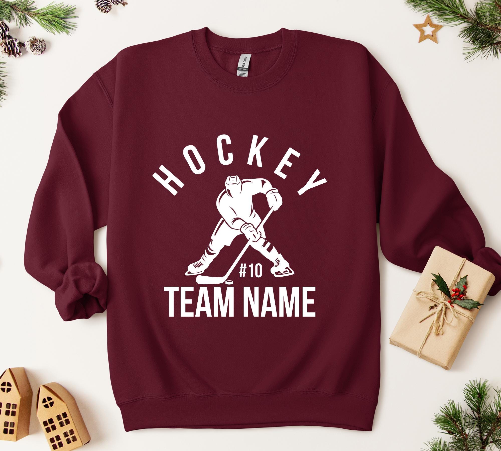 Custom Hockey Sweatshirt | Personalized Hockey Mom Sweatshirt | Game Day Hoodie | Name & Number Sweatshirt | Team Name Sports Sweatshirt