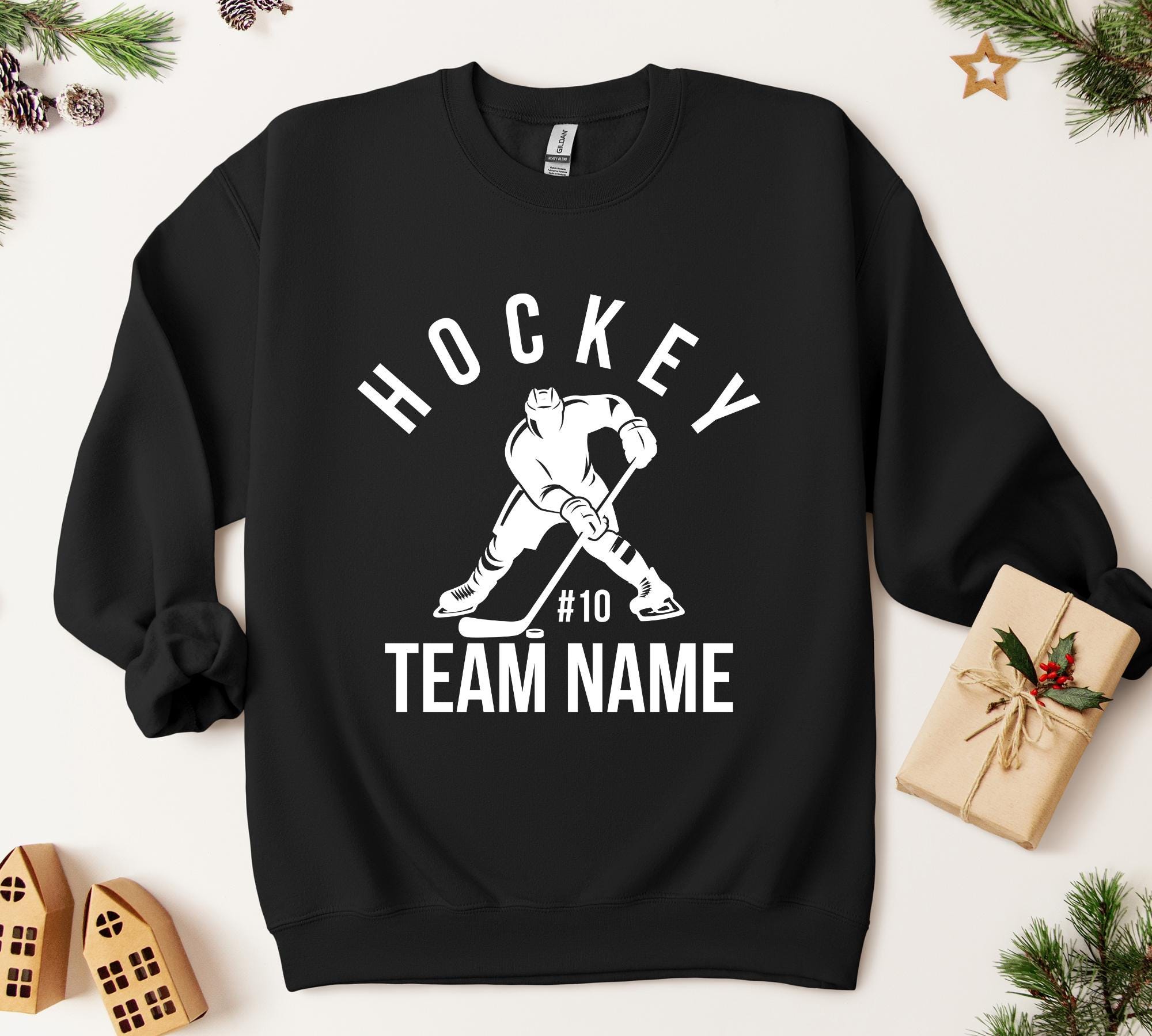 Custom Hockey Sweatshirt | Personalized Hockey Mom Sweatshirt | Game Day Hoodie | Name & Number Sweatshirt | Team Name Sports Sweatshirt