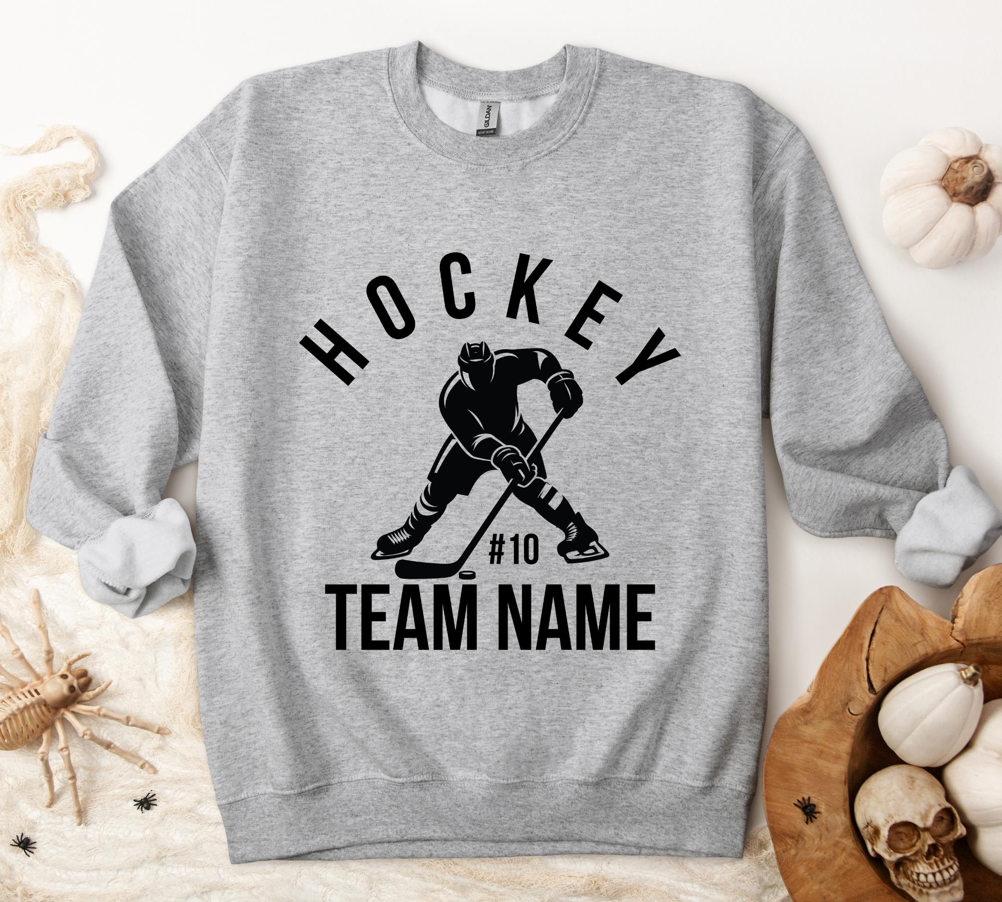 Custom Hockey Sweatshirt | Personalized Hockey Mom Sweatshirt | Game Day Hoodie | Name & Number Sweatshirt | Team Name Sports Sweatshirt