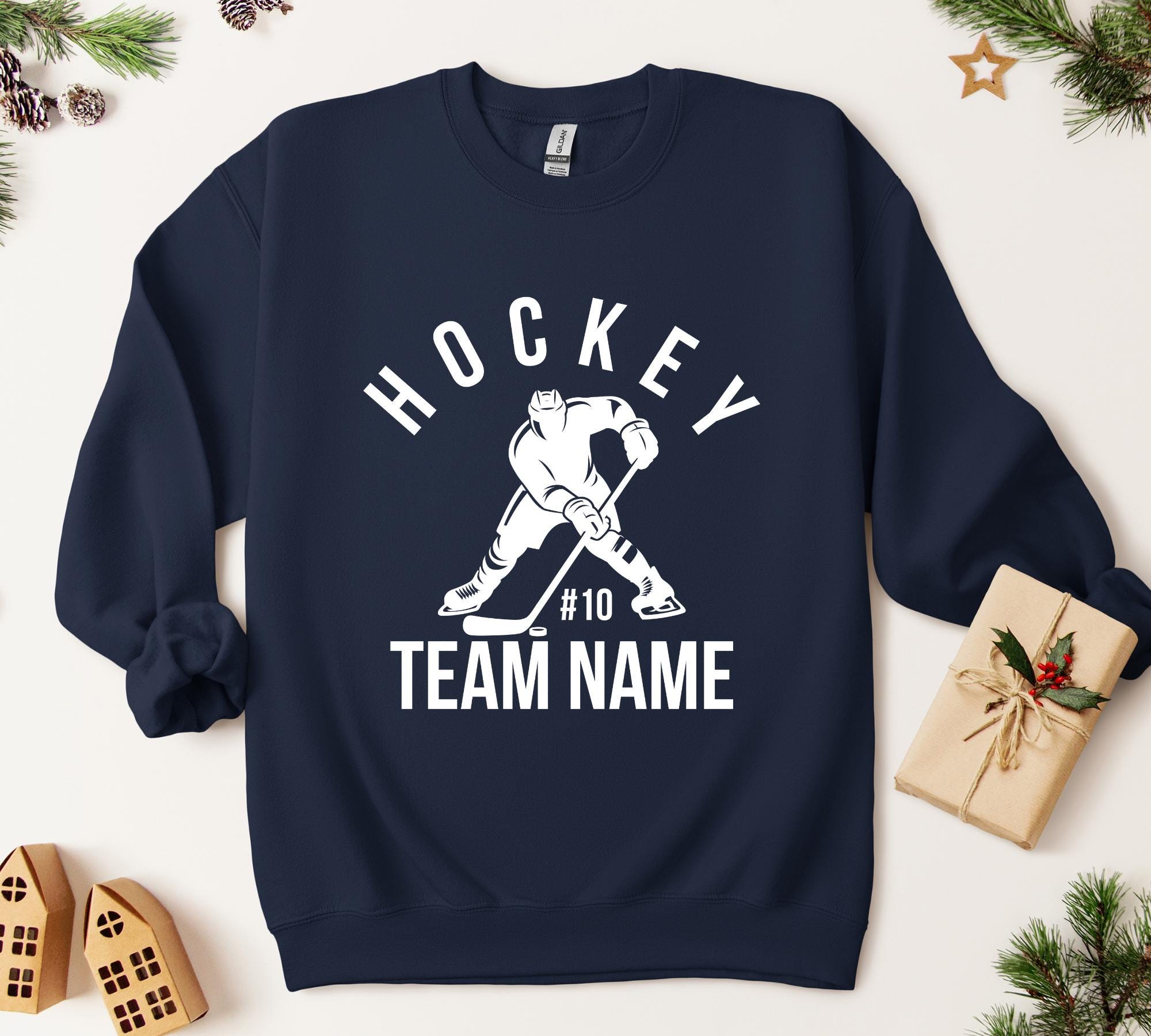 Custom Hockey Sweatshirt | Personalized Hockey Mom Sweatshirt | Game Day Hoodie | Name & Number Sweatshirt | Team Name Sports Sweatshirt