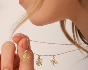 Personalized Birth Flower and Name Necklace, Handmade Gold Jewelry, Meaningful Gift, Custom mom Necklace
