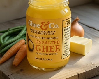 Ghee sin sal / Mantequilla clarificada: preparada fresca todas las semanas en lotes pequeños.