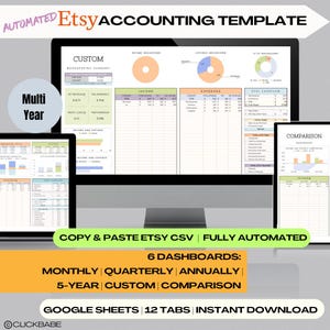 Automated Etsy Seller Bookkeeping Spreadsheet | Google Sheets Accounting Template | Income, Expense, Profit & Tax Tracker