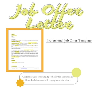 Modelo de carta de oferta de trabajo exento profesional / Documento de Google / Descarga instantánea