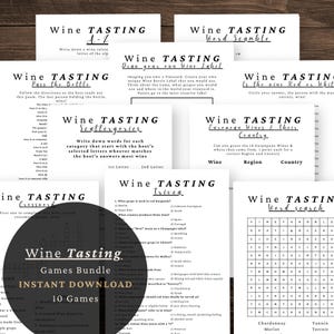 Wine Tasting Party Games Bundle | 10 Printable Wine Night Games for Adults | Bachelorette, Girls Night, Date Night | Digital Download