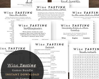 Wine Tasting Party Games Bundle | 10 Printable Wine Night Games for Adults | Bachelorette, Girls Night, Date Night | Digital Download