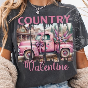 Pink Country Valentine PNG, Vintage Valentine's, Valentines Day Truck, Vintage Country Shirt Design, Sublimation PNG File, Commercial Use