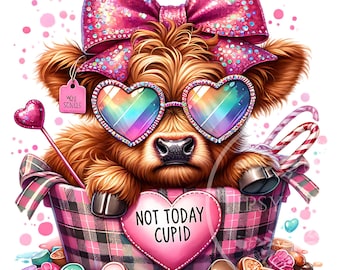 Highland Cow PNG, Valentine's Day PNG, Sassy Baby Highland Cow Clipart, Shirt Design, Sublimation Files, Sassy PNG Files, Commercial Use