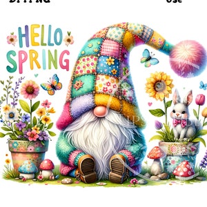 Spring Gnome PNG, Cute Watercolor Clipart, Sublimation Files, Gnome ...